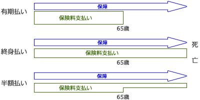 終身医療保険の支払い方（３パターン）のイメージ