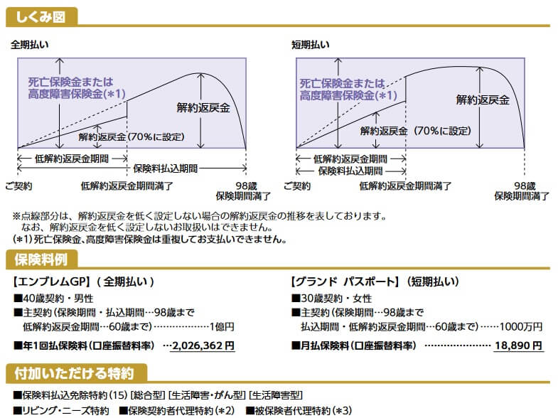 グランドパスポートの保障内容(出典:住友生命の保険種類のご案内パンフレット2024年10月改訂版)